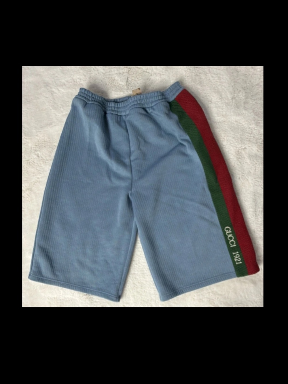 Gucci Light Blue Shorts with Red & Green Side Stripe